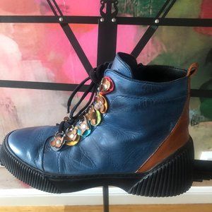 Multi colored leather Ankle Boots